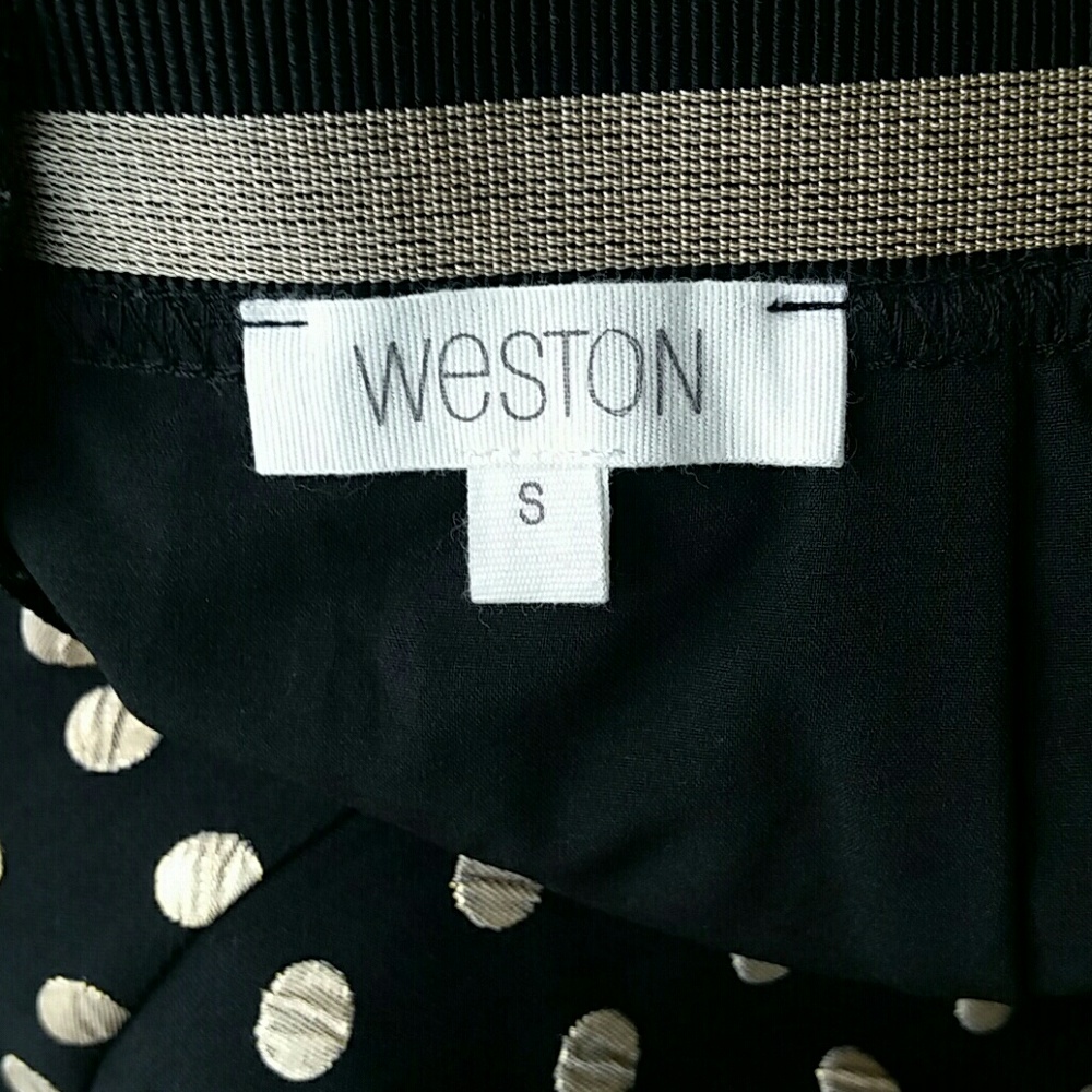 Anthropologie Weston Black and Gold Polka Dot Pencil Skirt Size Small - Picture 5 of 7